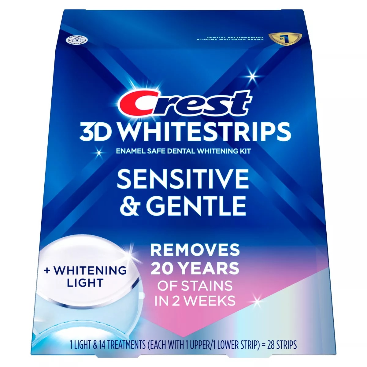 Crest 3DWhitestrips Sensitive + LED Light At-Home Teeth Whitening Kit - 14 Treatments