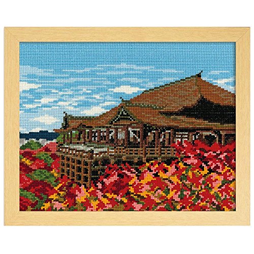 オリムパス製絲 クロスステッチ 刺しゅうキット 名所シリーズ 紅葉と清水寺 ベージュ 7461
