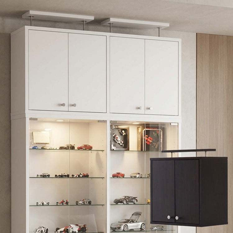 収納ラック コレクションラック-Luke-ルーク深型ハイタイプ 専用上置き ラック/コレクション/フィギュア ダークブラウン ホワイト