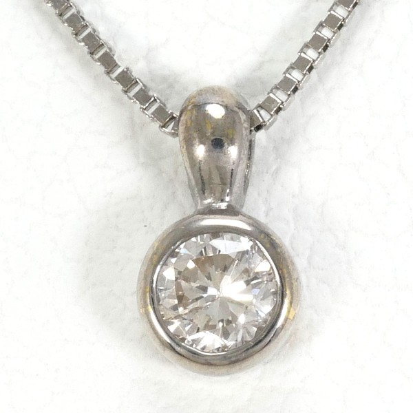 K18 18金 WG ホワイトゴールド ネックレス ダイヤ 0.1 ジュエリー 中古