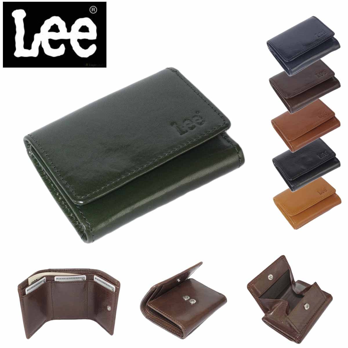 財布 メンズ レディース 本革 サイフ 三つ折り コンパクト 札入れ Lee リー #520267 イタリアン レザー ウォレット カードポケット 小銭入れ付き