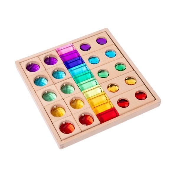 ビルディングキューブ アクリル木製ブロック 子供用 木製収納ボックス付き モンテッソーリおもちゃブロック 積み重ねおもちゃ パーティー 男の子 女の子