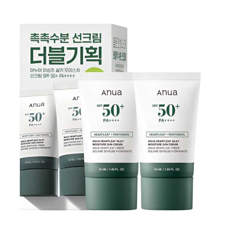 [水分日焼け止め/韓国人気製品] ドクダミ シルキー モイスチャー 日焼け止め 50ml+50ml ダブル 企画 /シルキーUVケア/どくだみ成分配合 /外出必携 /みずみずしいUV/化粧下地OK
