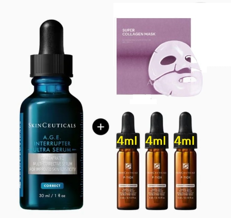 [NEW] A.G.E. インタラプター ウルトラ弾力リフティングセラムセット(+P-TIOX 4ml+ 4ml+ 4ml)＋スーパーカラゲンマスク