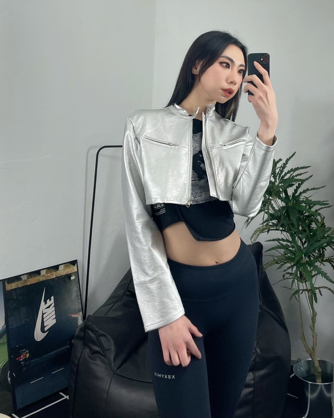 [生産] ショートクロップライダーレザージャケット2C / short crop rider leather jacket (blacksilver) ハイティーンユニークヒップライダーバイカーシルバ 5,618円