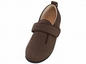 徳武産業 あゆみシューズ 介護靴 施設用 ダブルマジックIII 9E 茶 片足/右3Lサイズ 7037