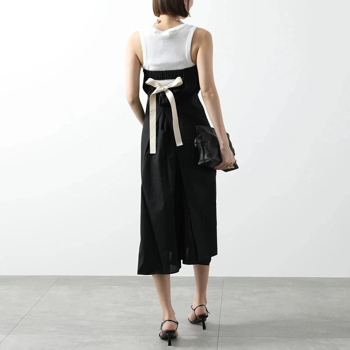 N21 ヌメロヴェントゥーノ ワンピース H052 0011 レディース コットン ノースリーブ ロング丈 リボン コットン シルク 9000 【mega】