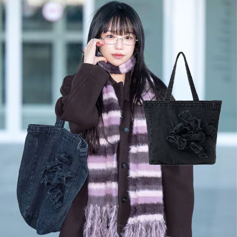 [JO YURI 着用!] RIBBON POINTED DENIM TOTE BAG (2COLORS) 10,498円