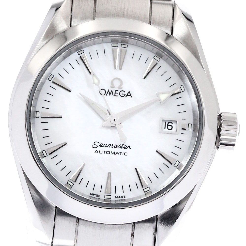 オメガ OMEGA 2573.70 シーマスター アクアテラ デイト 自動巻き レディース 良品 保証書付き_894152【中古】
