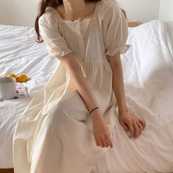 クインシー パンチング レース 夏 ワンピース パジャマ ホームウェア