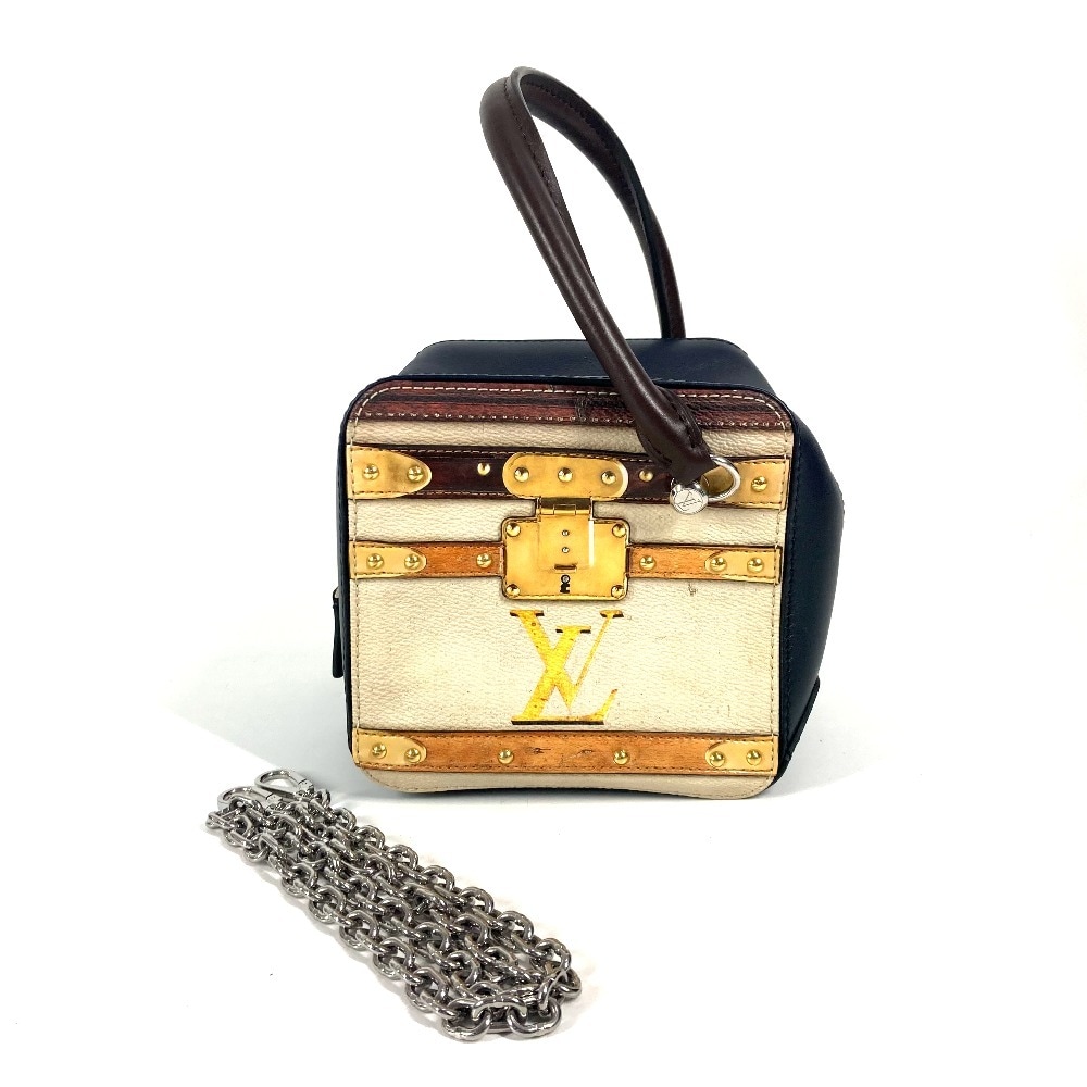 ハンドバッグ M52350 トロンプ ルイユ チェーンバッグ 2WAYバッグ ショルダーバッグ 肩掛け カバン レザー ネイビー