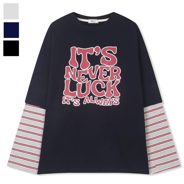 メンズネバーレイヤード長袖Tシャツ ML-TSA-Q001-紺色