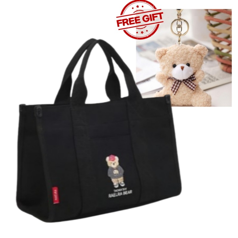 コリアケイト キャンバスバッグ ショルダーバッグ トートバッグ クロスバッグ サイズ：31×10×22.5cm（ストラップ長さ 約12.5cm）ベアキーリング付き 4,918円