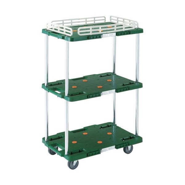 TRUSCOルートバン 3段式 こぼれ止め1段付 400x600 緑 MPB-603K-GN 1台 組立式