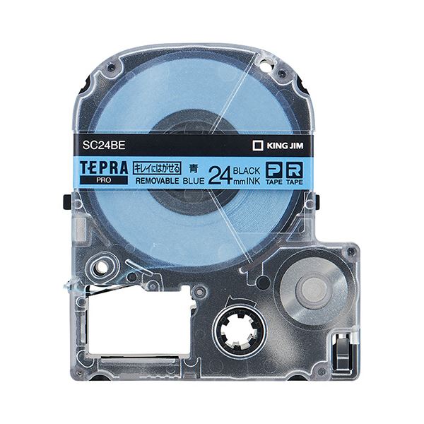 (まとめ) キングジム テプラ PRO テープカートリッジ キレイにはがせるラベル 24mm 青／黒文字 SC24BE 1個 (×10セット)