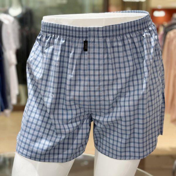 男性先染め綿200糸メランチェックトランクス（WMP5415D BU）_s