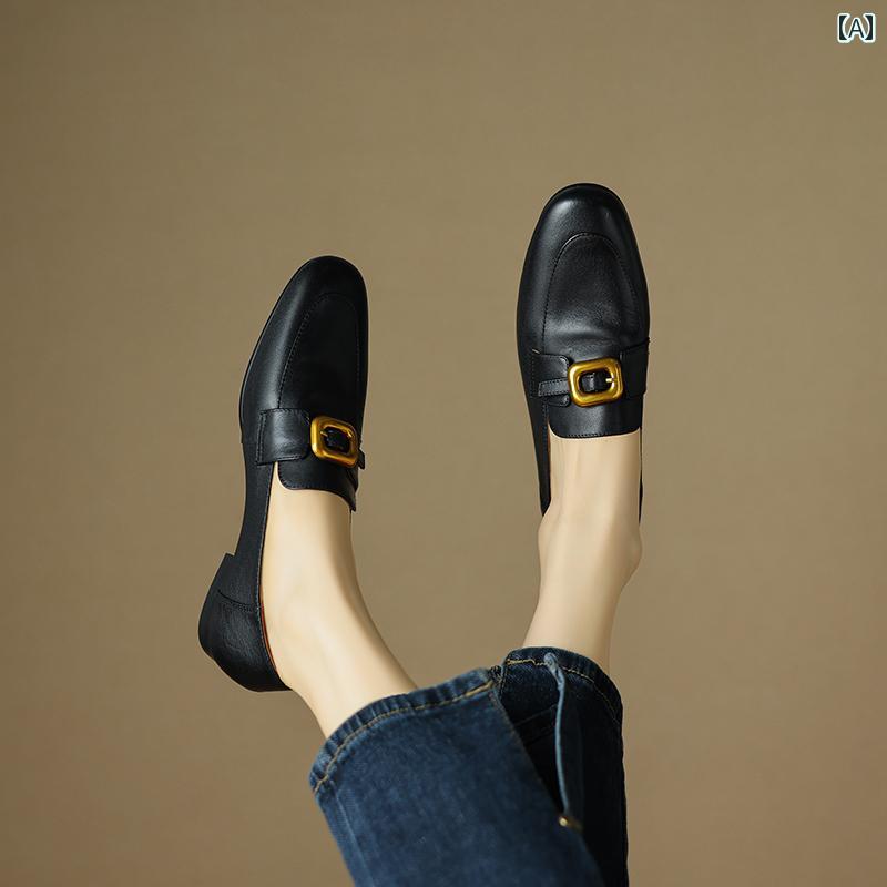 ローファー レディース 歩きやすい 通勤 通学 革 スリッポン 革靴 女性 春 フランス 革 フラット 多目的 靴