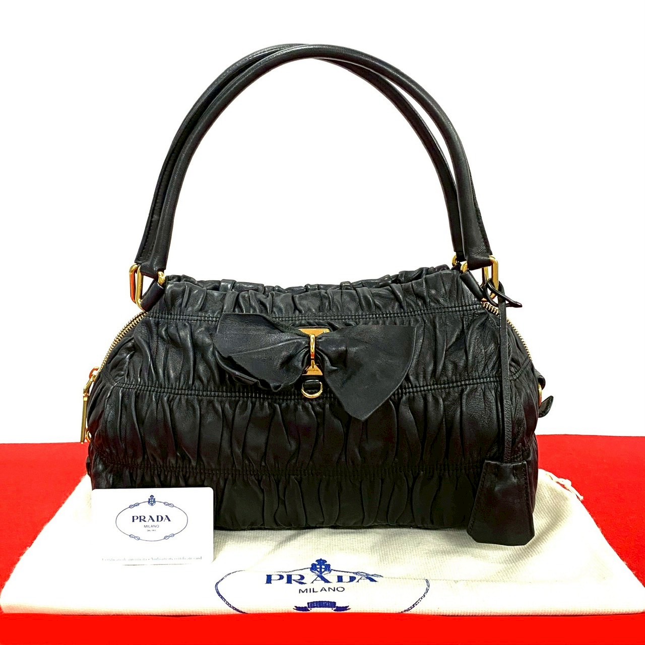 プラダ ロゴハンドバッグ レザー ブラック 55763