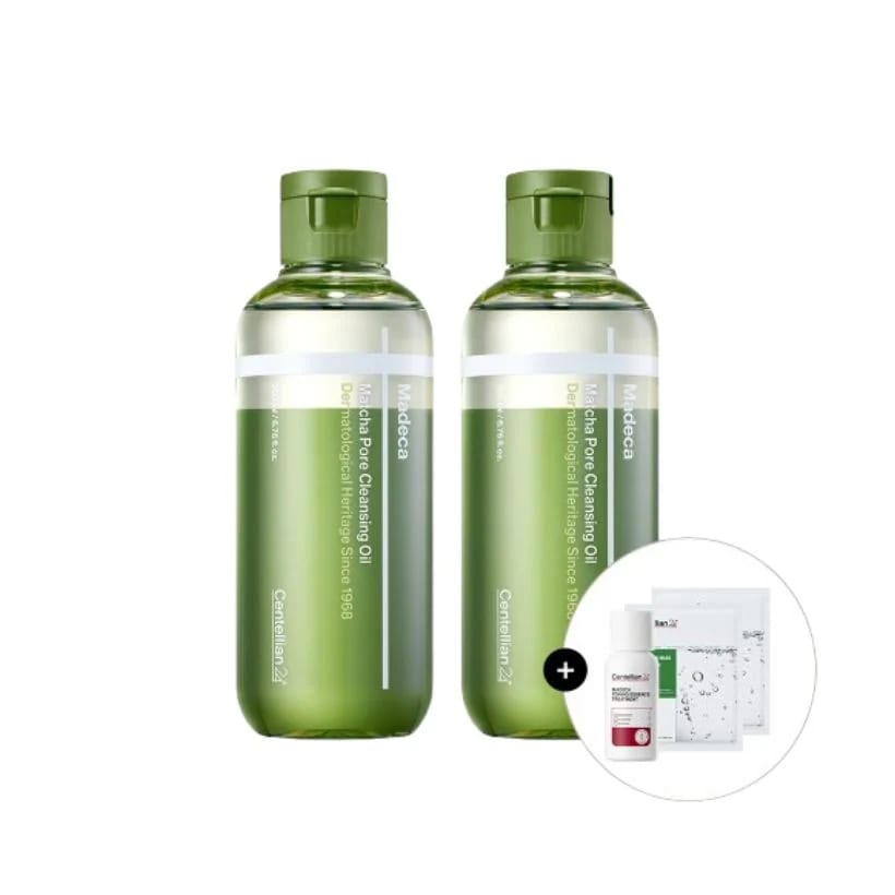 [25FW/New](1+1)マデカ 抹茶 クレンジングオイル 200ml (+ トニングエッセンス30ml + ラップマスク 2枚) #角質ケア#毛穴ケア#ツボクサ