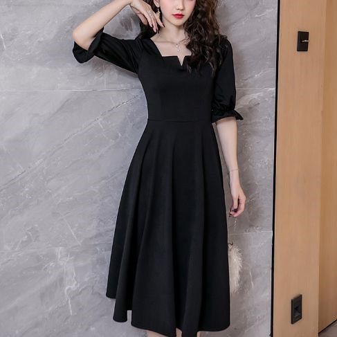 ワンピース レディース パーティードレス 30代 代 結婚式 韓国 10代 最大56 オフ 黒 赤 七分袖 体型カバー ゆったり 無地 ロング丈 きれいめ マキシ丈 およばれ ラウンドネック 春夏
