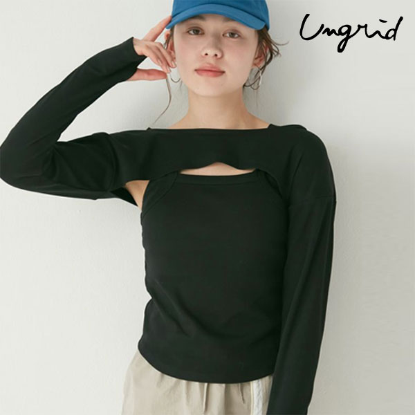 【SALE20%OFF】【即納】アングリッド ungrid トップス 24秋冬 タンクレイヤードショートロングスリーブTee 長袖 タンクトップ ミドル丈 112442702101