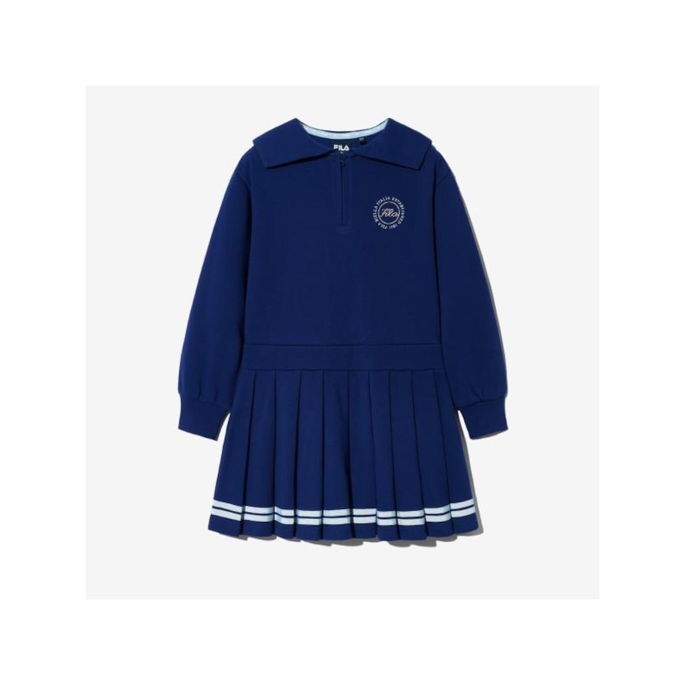[FILA KIDS] ハーフスピルプリーツドレス (FK2OPG3402F_NBE) Q0ZFK2OPG3402FNBE