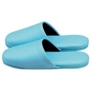 (まとめ) オーミケンシ レザー調スリッパ(子供用) ブルー 1足 (×5セット)
