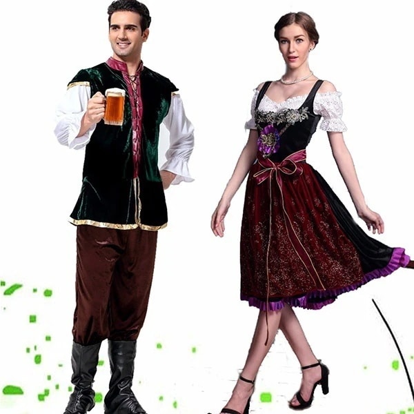 ミュンヘンのビール祭り服装 オクトーバーフェスト ドイツ風 ビール祭り ワンピース ロング丈 ヨーロッパ風 ステージ衣装 舞台服 変装 仮装 ハロウィン衣装 パーティー イベント コスチューム 学園祭