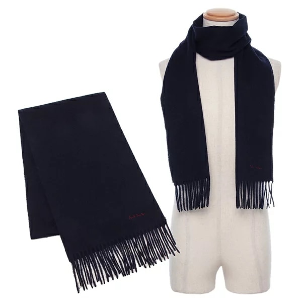 マフラー ロゴ フリンジ ネイビー メンズ レディース ユニセックス PAUL SMITH M1A 933D AS04 47