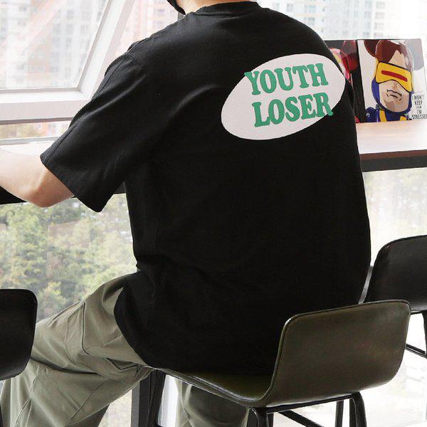 WIN メンズ ビッグサイズ YOUTH 背面プリント 半袖Tシャツ