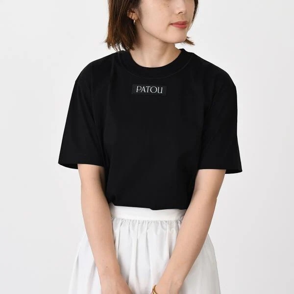 トップス オーガニックコットン パトゥロゴラベル Tシャツ JE1879 999 レディース ブラック ホワイト 半袖 クルーネック レギュラーフィット
