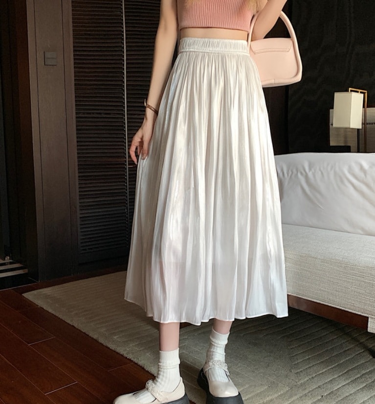 スカート モテアイテム フレアスカート ミモレ丈 サテン リバーシブル 可愛い きれいめ 上品 おしゃれ かっこいい 可愛い ラブリー キュート ガーリー クール モード系 セクシー