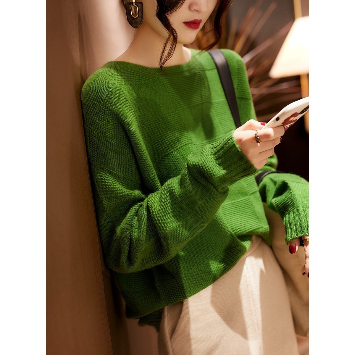 トップス ニットソー セーター 袖あり 長袖 襟なし ストレート ワイド ニット 薄手 厚手 かわいい 可愛い シンプル カジュアル おしゃれ お洒落 可愛い 女子 ラフ ルーズ