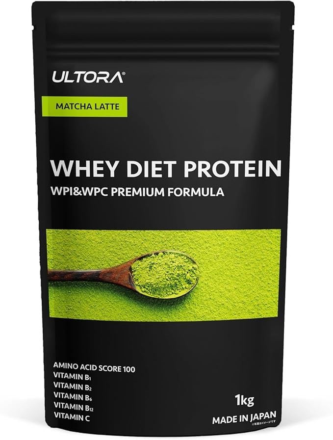ULTORA ウルトラ ホエイ プロテイン 1kg 抹茶ラテ風味 人工甘味料不使用 国産 ホエイプロテイン ぷろていん ダイエット ダイエットサポート 置き換え 女性 wpi 無添加 美容