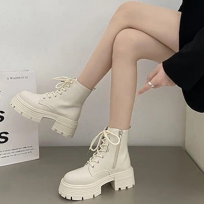 ２点で13o円OFF！【激安SALE】レースアップショートブーツ 秋新作 2025 レディース 厚底マーチンブーツ ショートブーツ