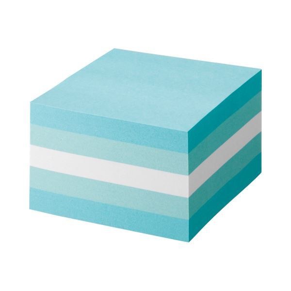 （まとめ）TANOSEE ふせん カラーブロック 75x75mm パステルブルー 1冊 [x5]