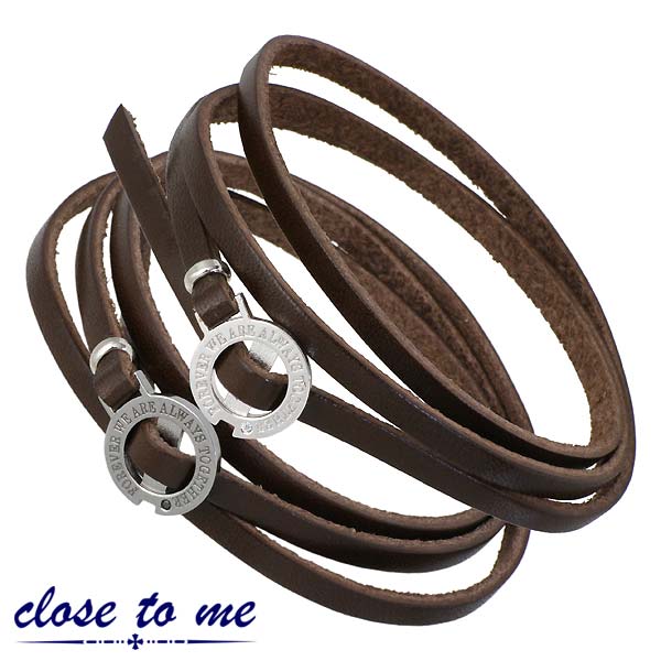 クロストゥーミー close to me レザー シルバー ペア ブレスレット CZ