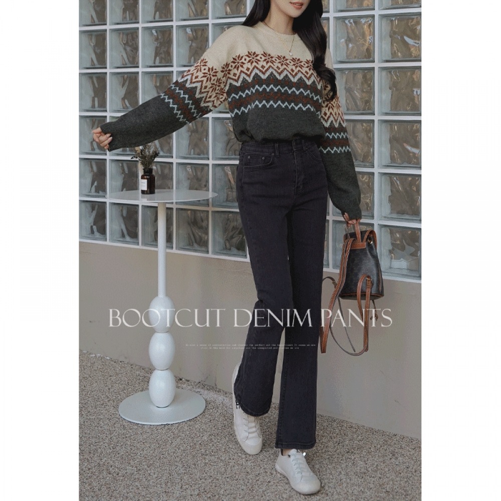 Click & Funny [起毛] ライジングスターブーツカットデニムパンツ [SMLXL] 8,916円