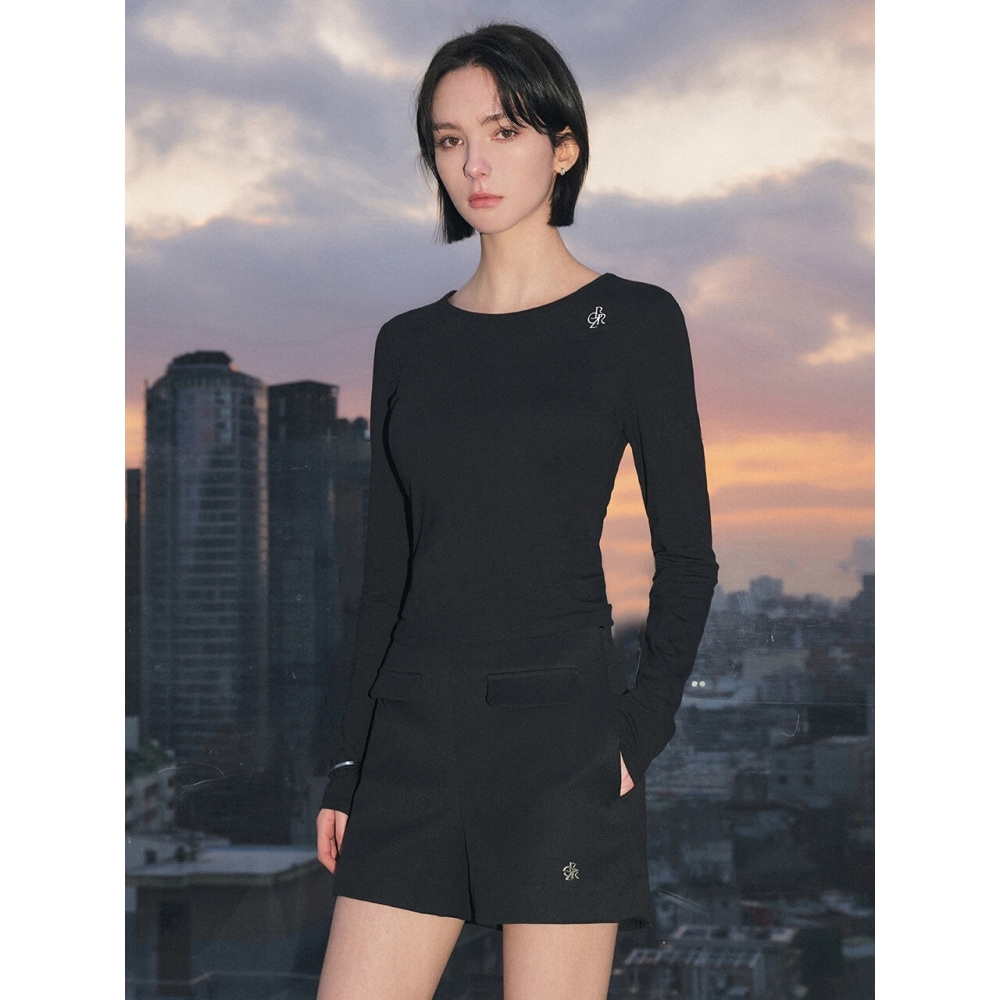 シティブリーズバックホールセミクロップTシャツブラック