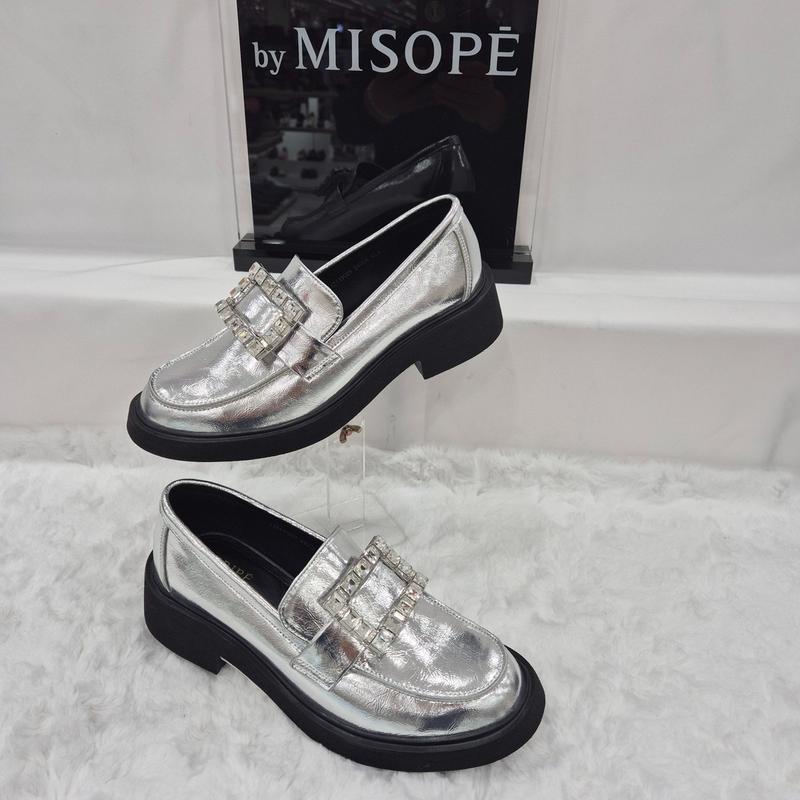 By 女性 ジュエリー装飾ポイントローファー 112HT419SD009 SILVER 1 JJ