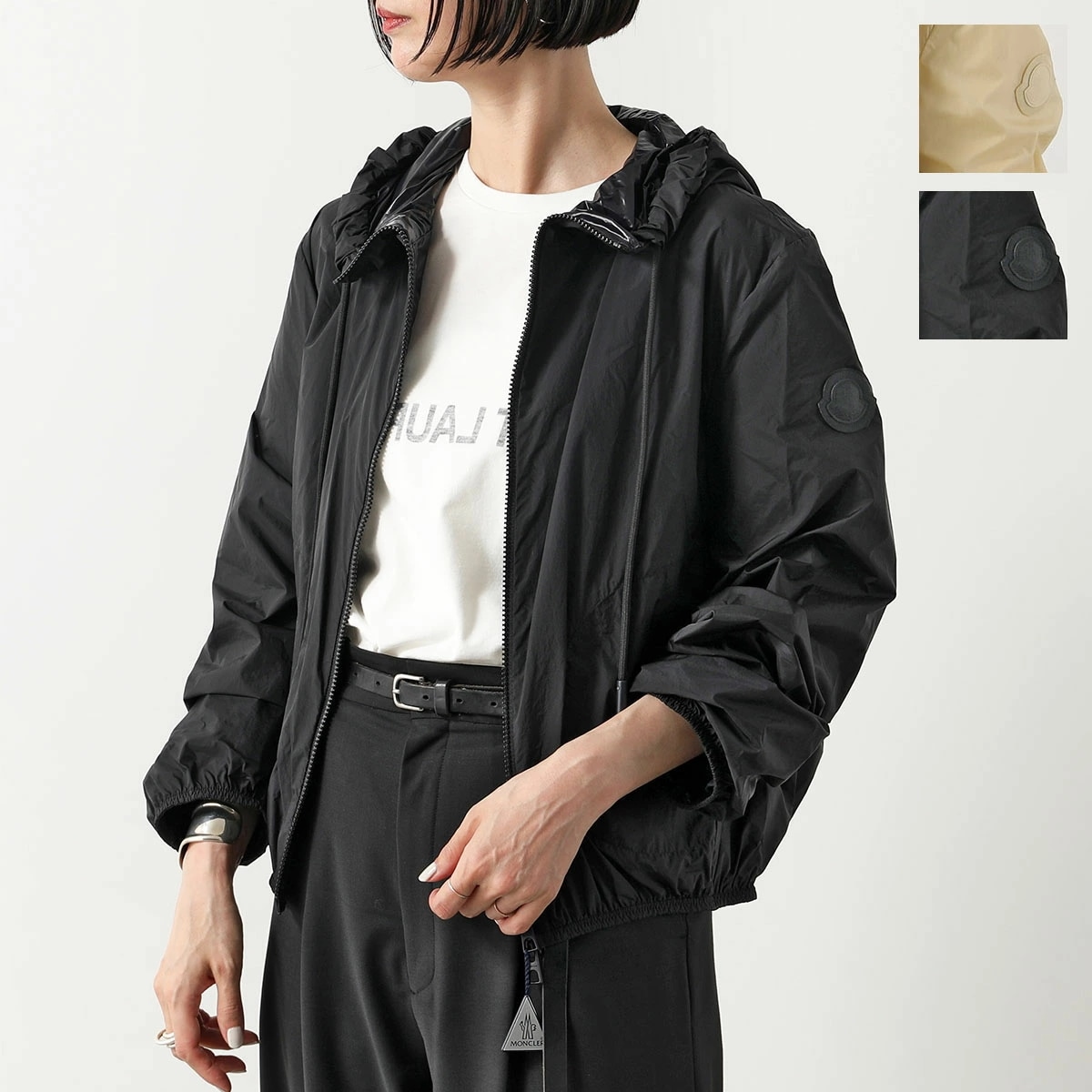 MONCLER モンクレール ジャケット CASSIE 1A00117 5396L レディース ナイロン ブルゾン フーデッド 長袖 ロゴパッチ 撥水 カラー2色