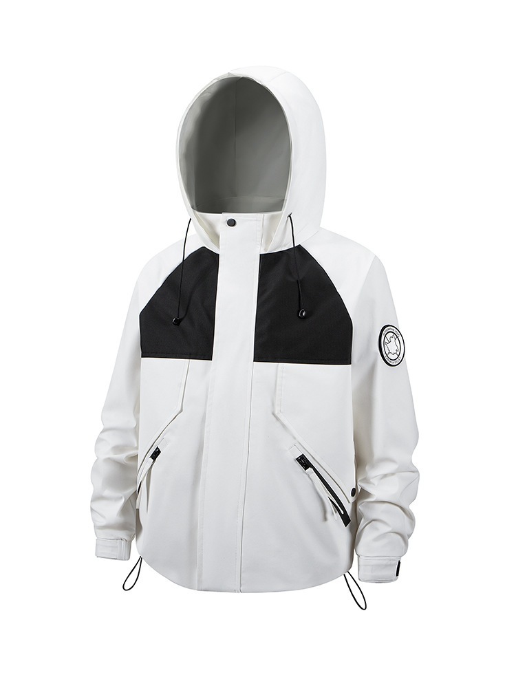 2025春新作アウター メンズ 春と秋の新しいメンズジャケット屋外フード付き防水ラッシュジャケット 韓国 メンズファッション 4,516円