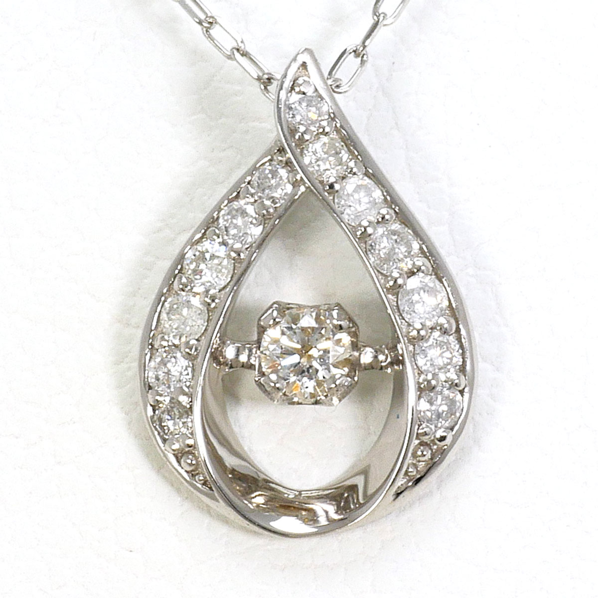 PT900 プラチナ PT850 プラチナ ネックレス ダイヤモンド 0.15 ct 総重量約1.6g 約45cm 中古