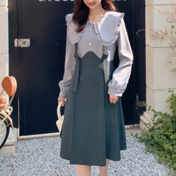 ワンピース デート フレアワンピース ミモレ ミモレ丈 かわいい 大人可愛い きれいめ シンプル カジュアル 大人 上品 おしゃれ お洒落 主役級 存在感 春 秋 10代 20代 30代 レディース