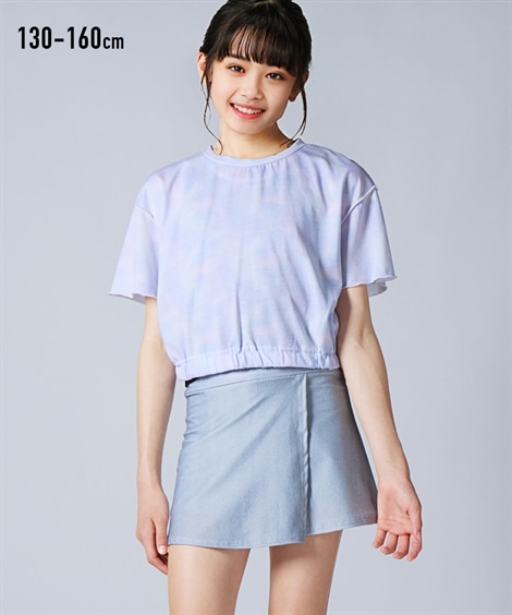 ワンピース水着 セパレート水着 タイダイプリントカバーアップ付 女の子　水着