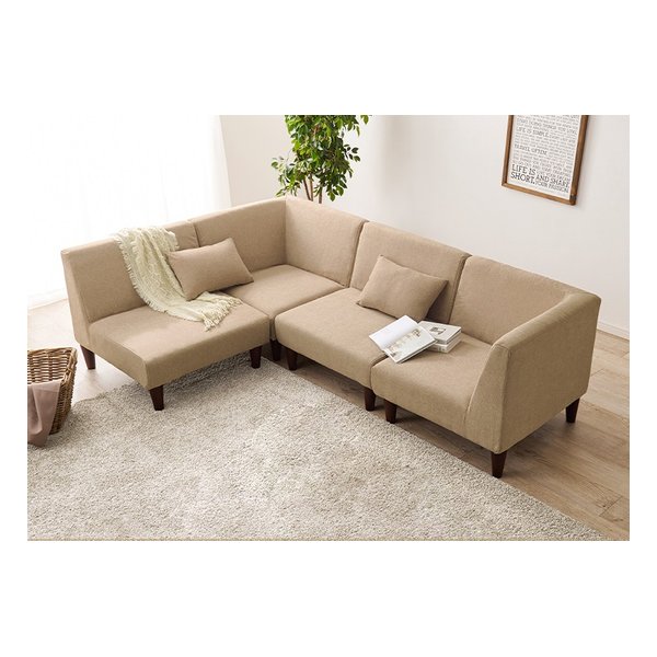 ソファ4点セット フラットS-4S 1PソファＸ2+コーナーソファＸ2 ベージュ フラットS-BE-4S