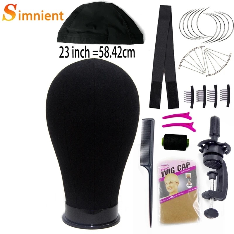 トレーニングマネキンヘッドキャンバスブロックディスプレイスタイリングマネキンwigtripodスタンドtピンかつらインストールキット 23black mini stand