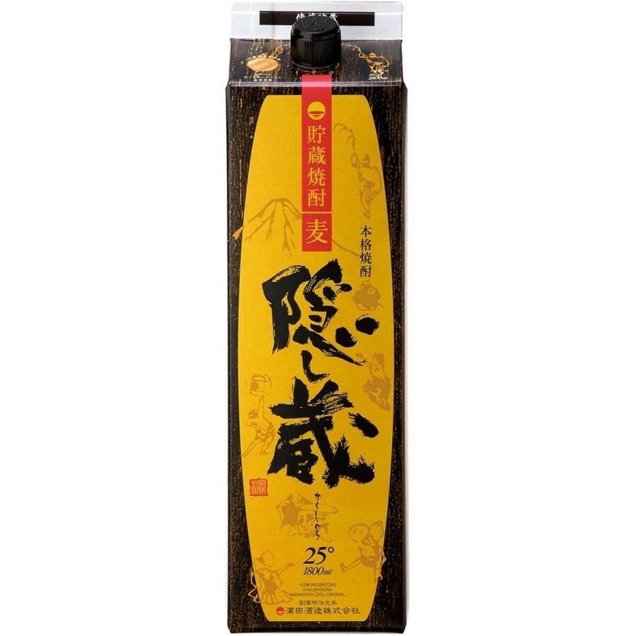 【送料無料】濱田酒造 隠し蔵 麦 25度 パック 1800ml 1.8L6本/1ケース