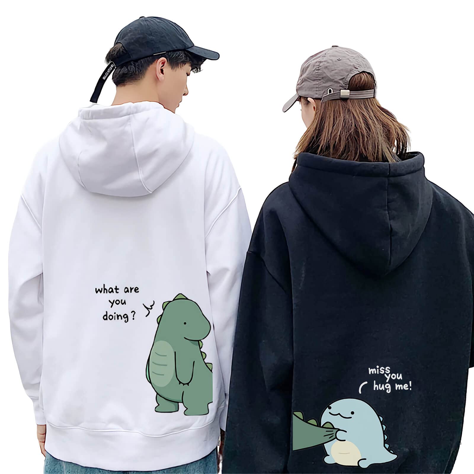 ジュタオピン ペアルック ｔシャツ パーカー カップル レディース パーカー 長袖 秋 冬 お揃い コーデ メンズ トレーナー ゆったり カジュアル 大きいサイズ 男女兼用 可愛い 恐竜 S L LL