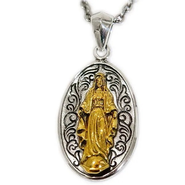 聖母マリア ユリの花 リリー ゴールド メンズ シルバー925 ペンダント ネックレス